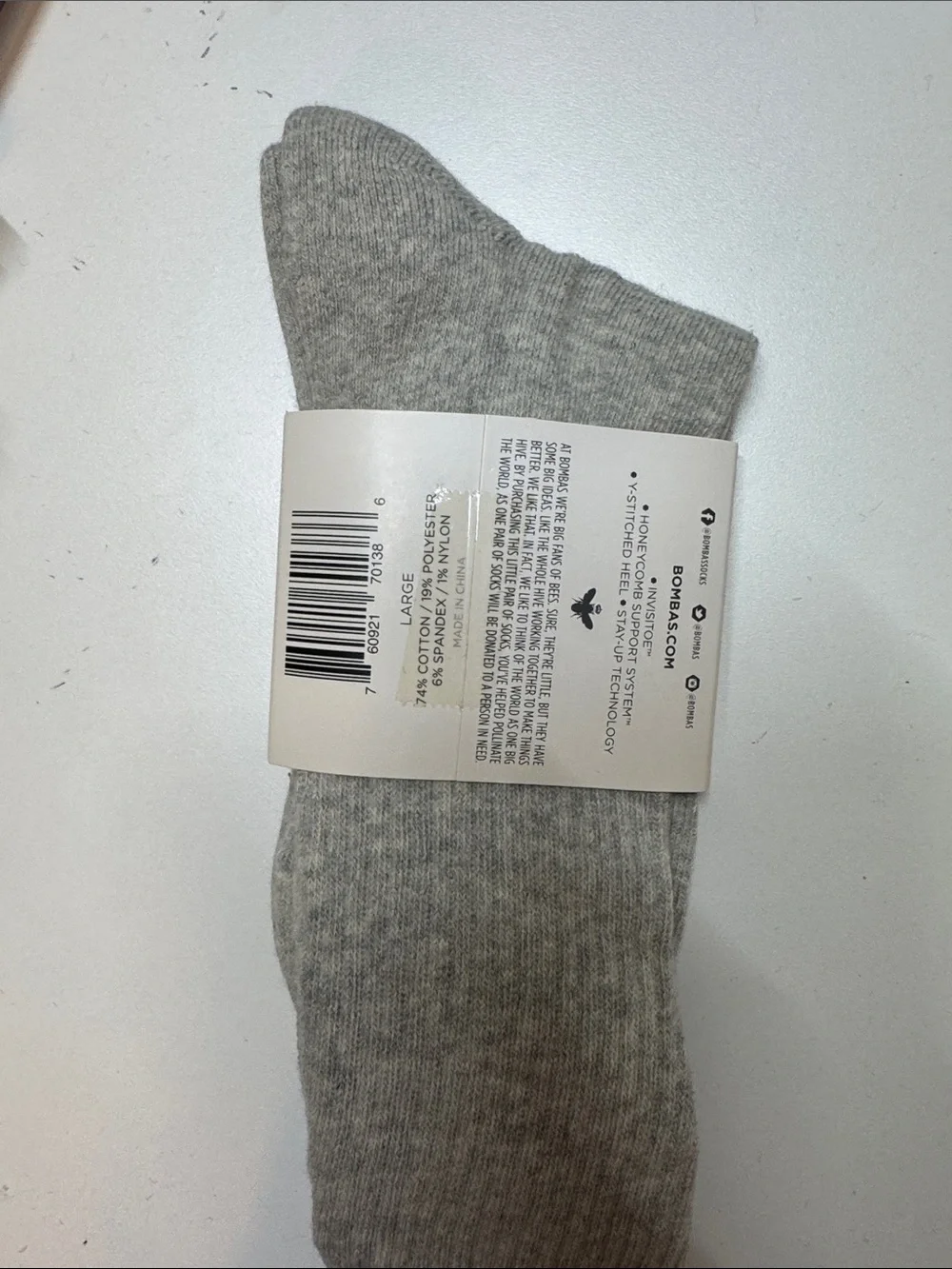 Bombas Heather Gray Crew Athletic Socks